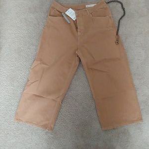 Dark tan wide legged cropped jeans
